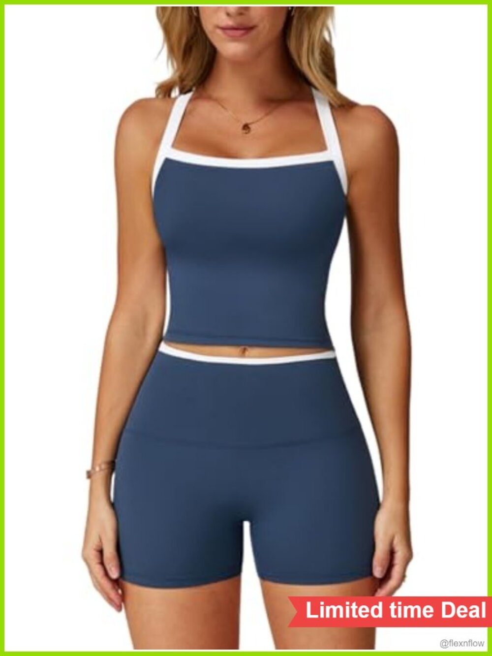 2 Piece Workout Set Women High Waist Seamless Athletic Tank and Booty Shorts